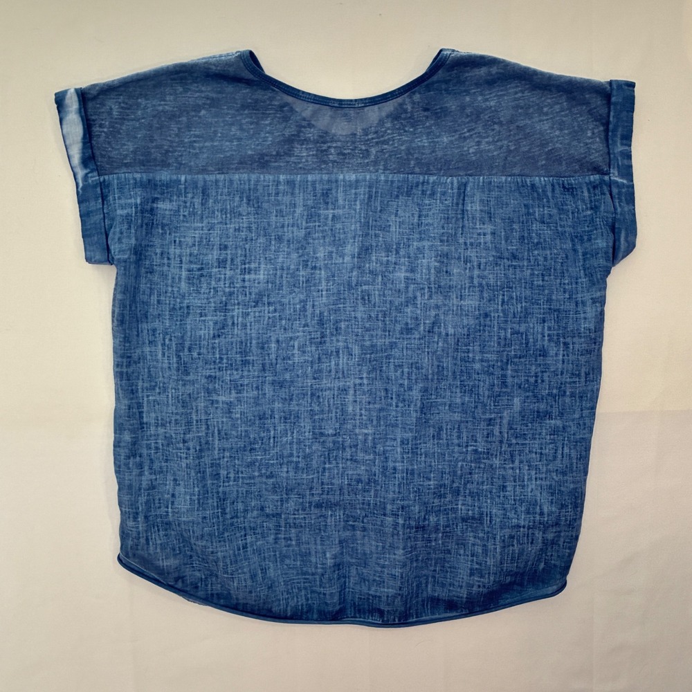 Kaktus Linen Top Women XL Blue Coastal Euro Summer Italy Minimalist Boho - Picture 4 of 8